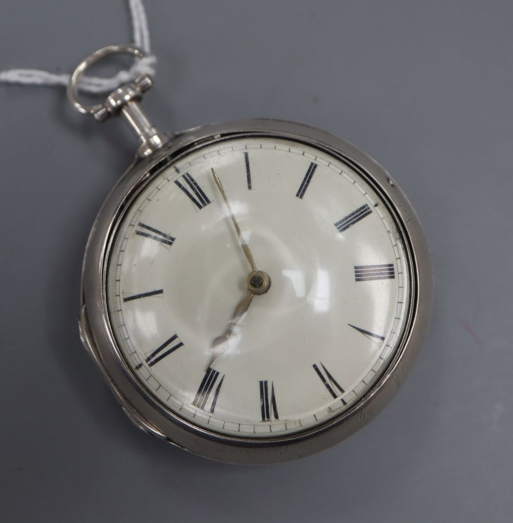 A George III silver pair cased keywind verge pocket watch by William Bowra, Sevenoaks, with Roman dial, the signed movement numbered 60